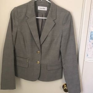 Calvin Klein suit jacket in grey tweed.